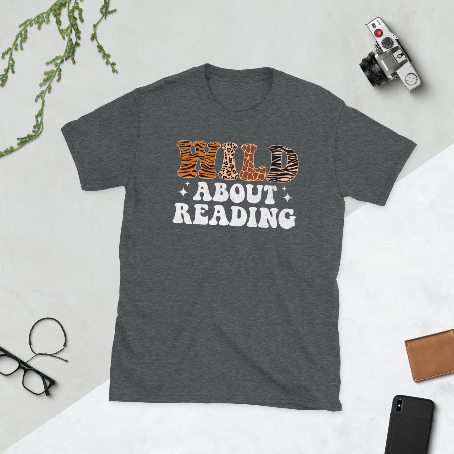 Wild About Reading Funny Book Lover Animals Leopard Reader T-Shirt