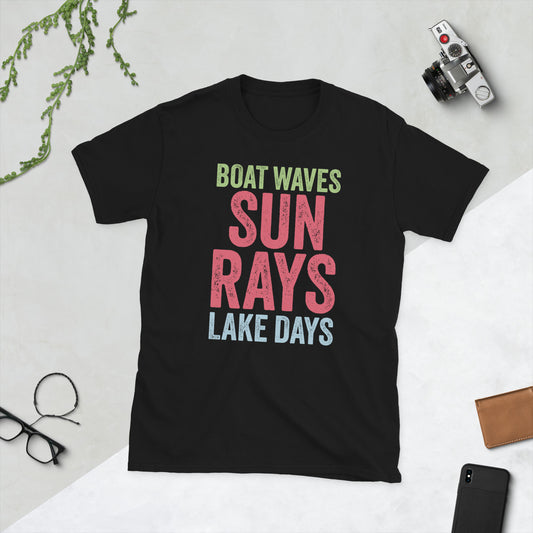boat waves sun rays lake days T-Shirt