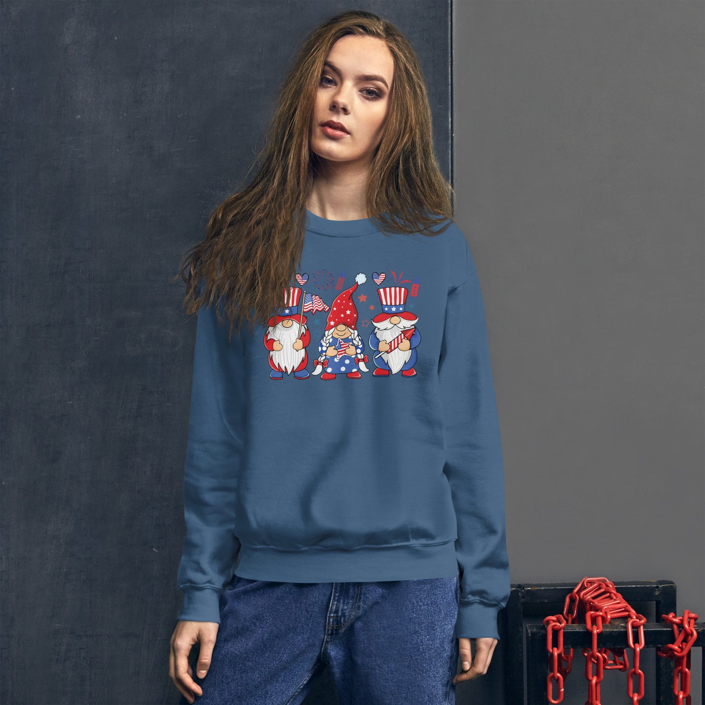 4th of July Gnome American Flag USA Funny Patriotic Gnome Sweatshirt