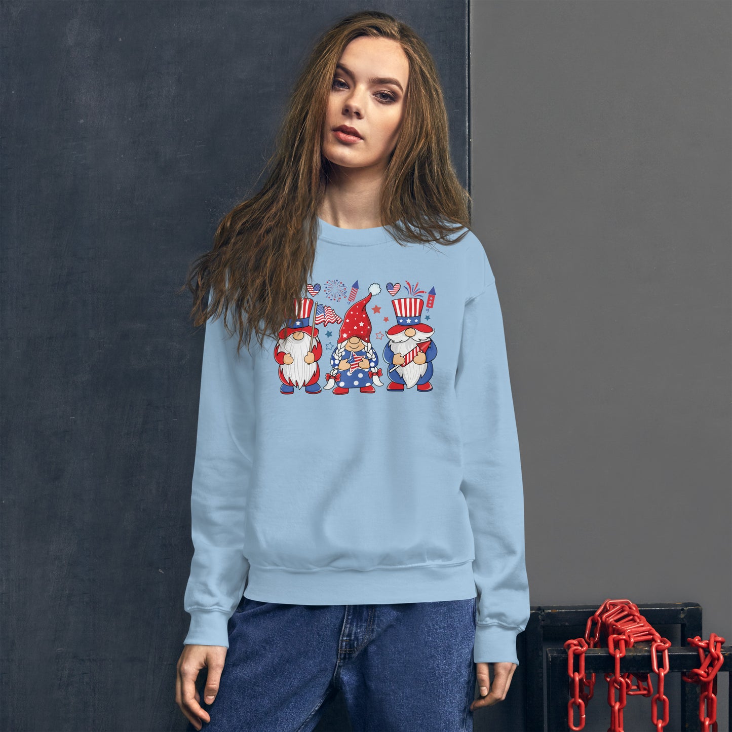 4th of July Gnome American Flag USA Funny Patriotic Gnome Sweatshirt