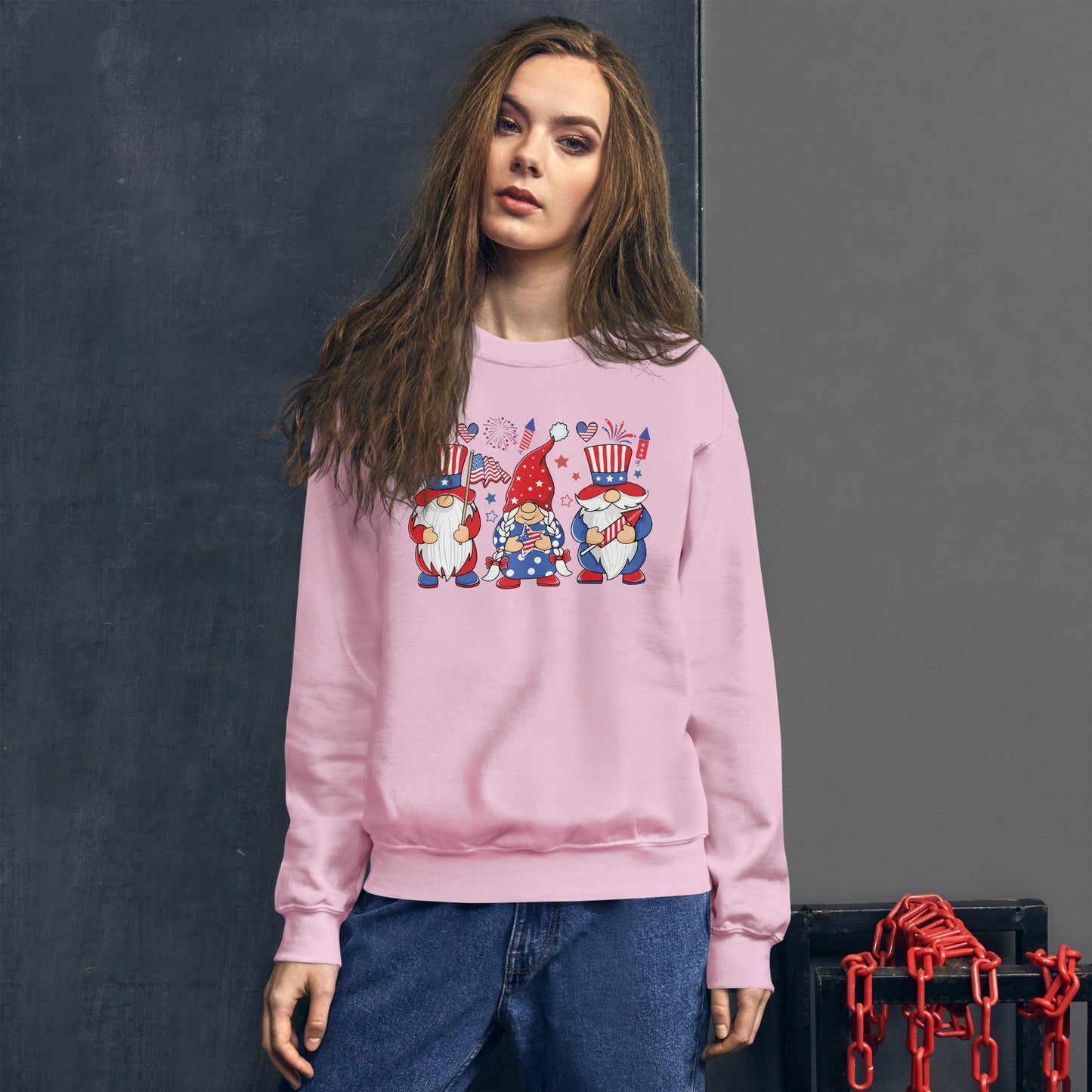 4th of July Gnome American Flag USA Funny Patriotic Gnome Sweatshirt