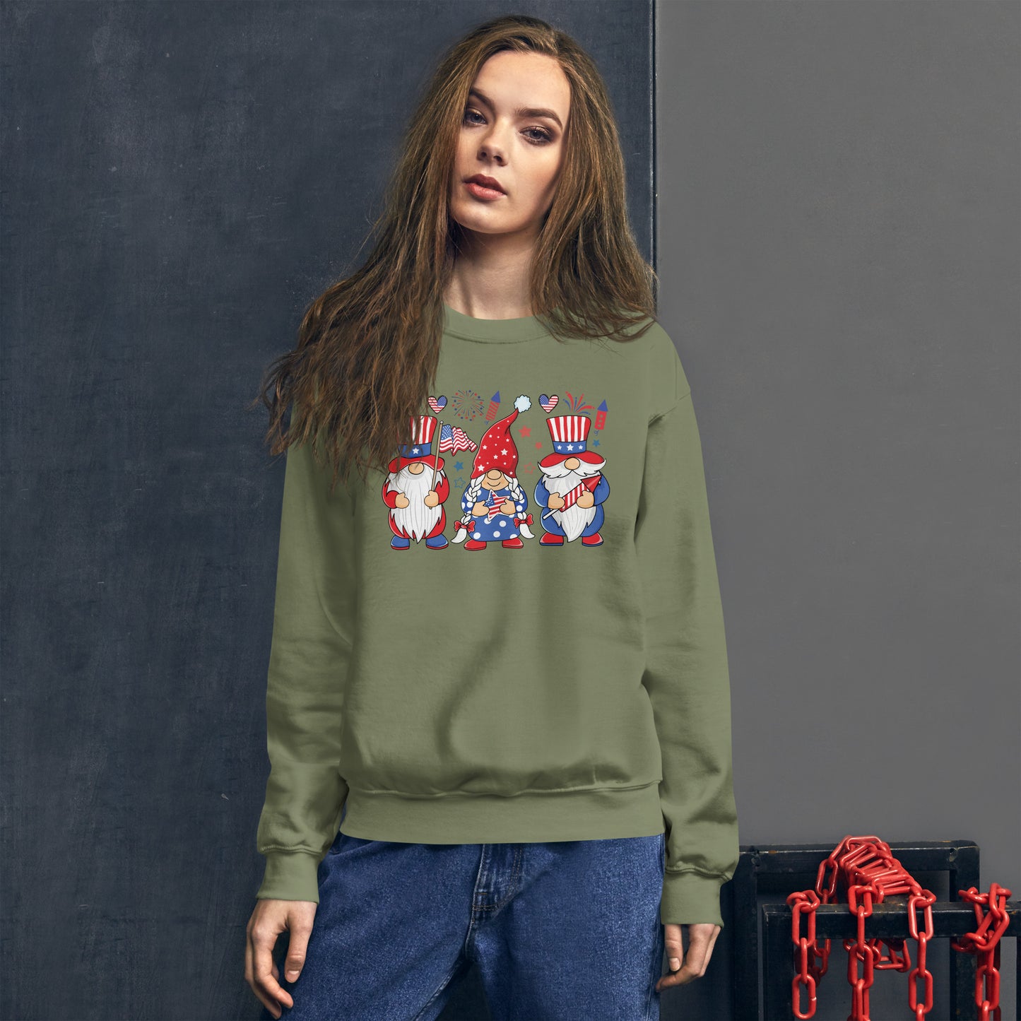 4th of July Gnome American Flag USA Funny Patriotic Gnome Sweatshirt