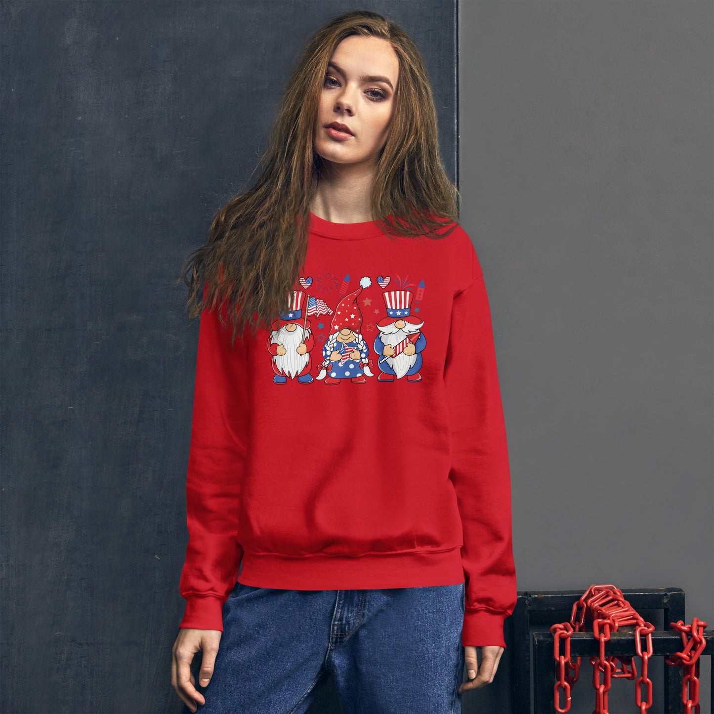 4th of July Gnome American Flag USA Funny Patriotic Gnome Sweatshirt