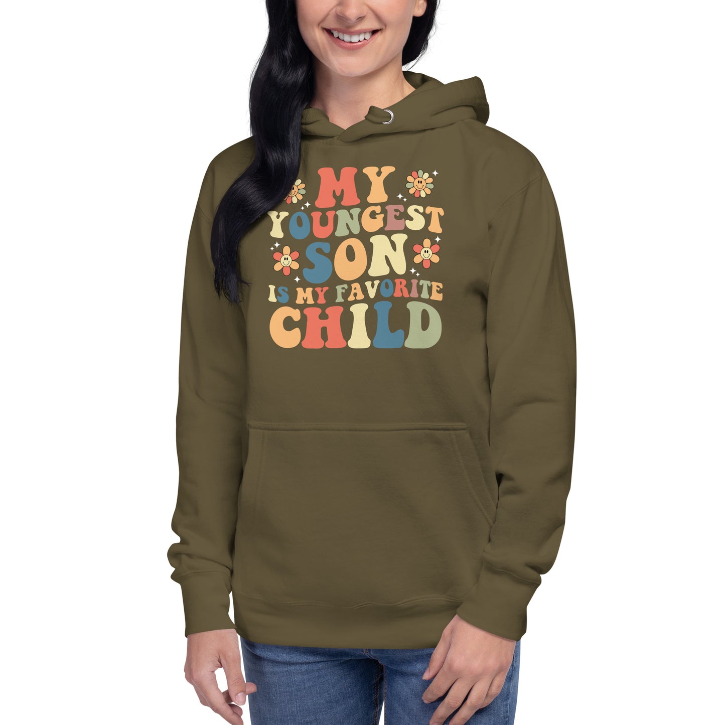 My Youngest Son Is My Favorite Child Funny Groovy Parent Hoodie