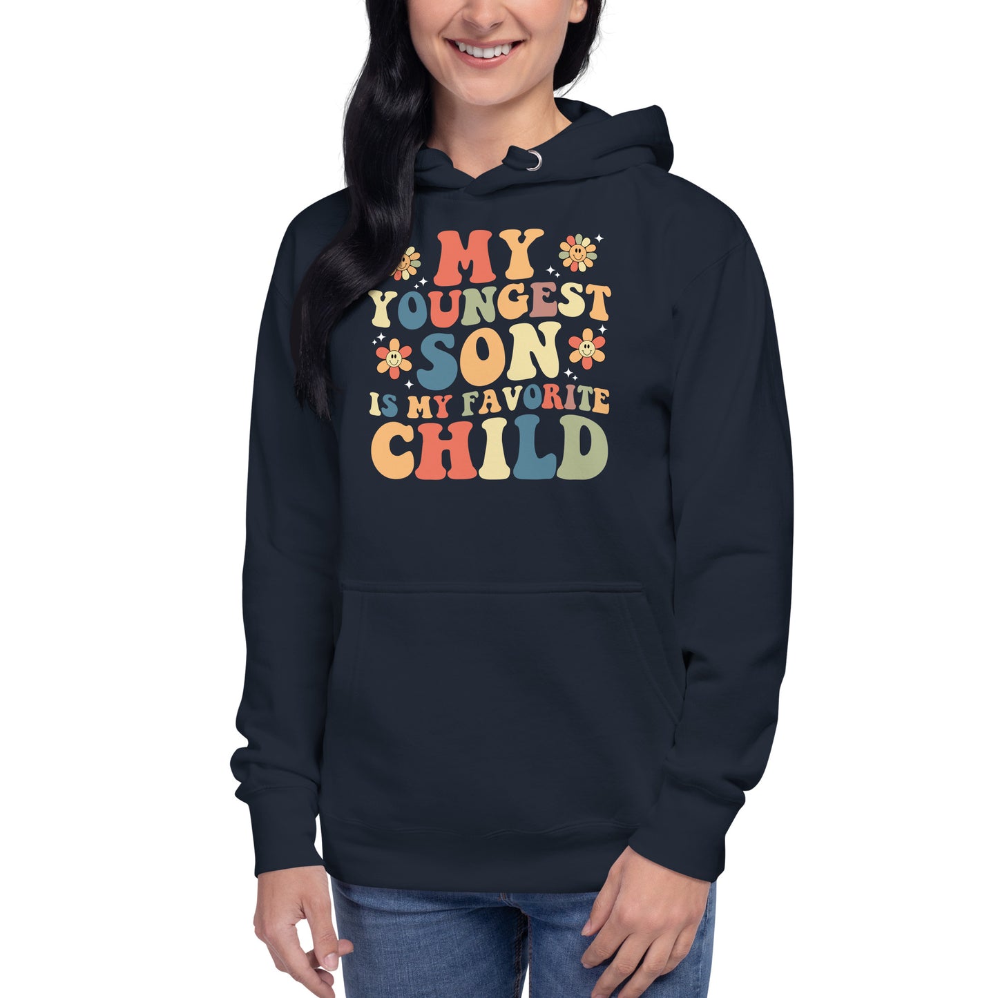 My Youngest Son Is My Favorite Child Funny Groovy Parent Hoodie