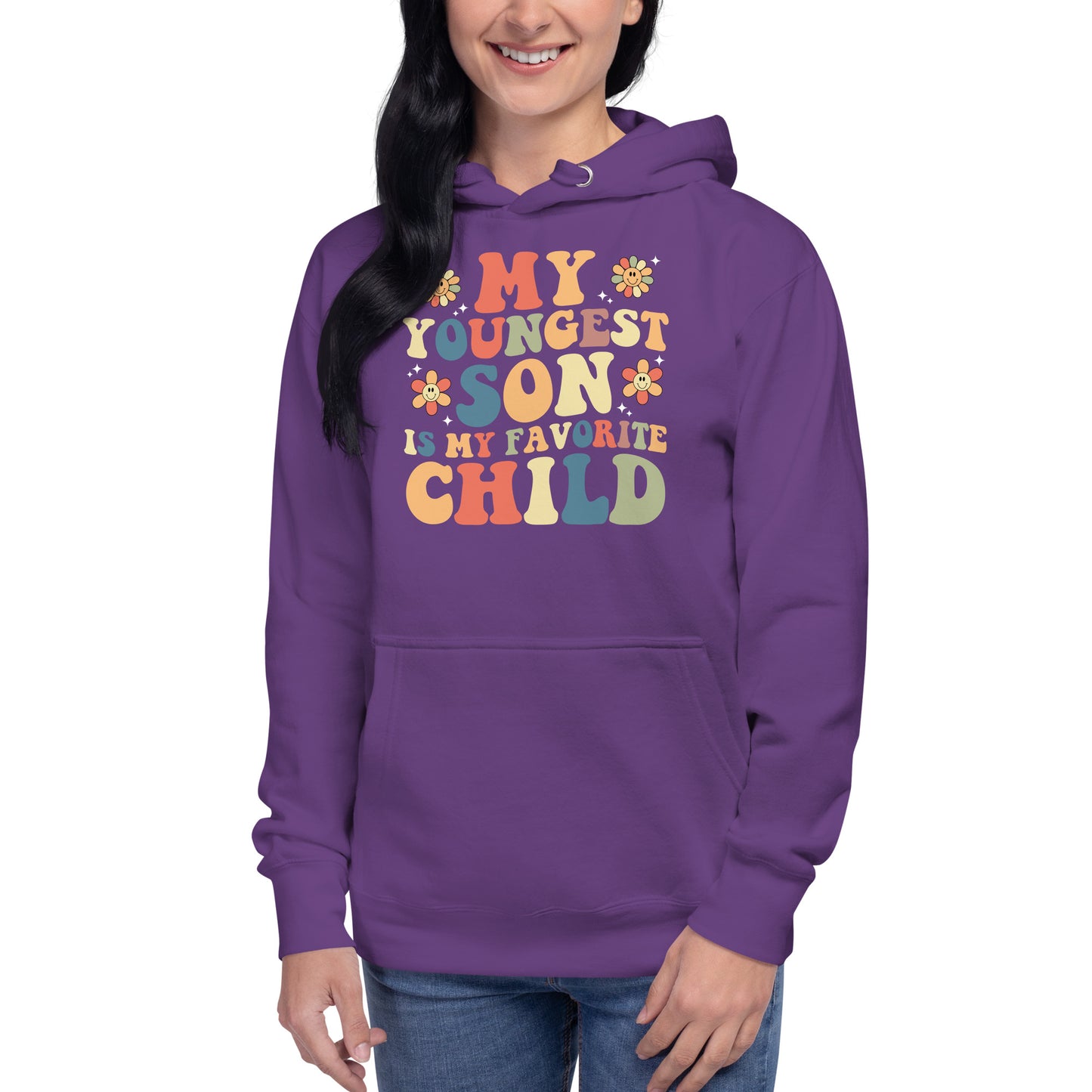 My Youngest Son Is My Favorite Child Funny Groovy Parent Hoodie