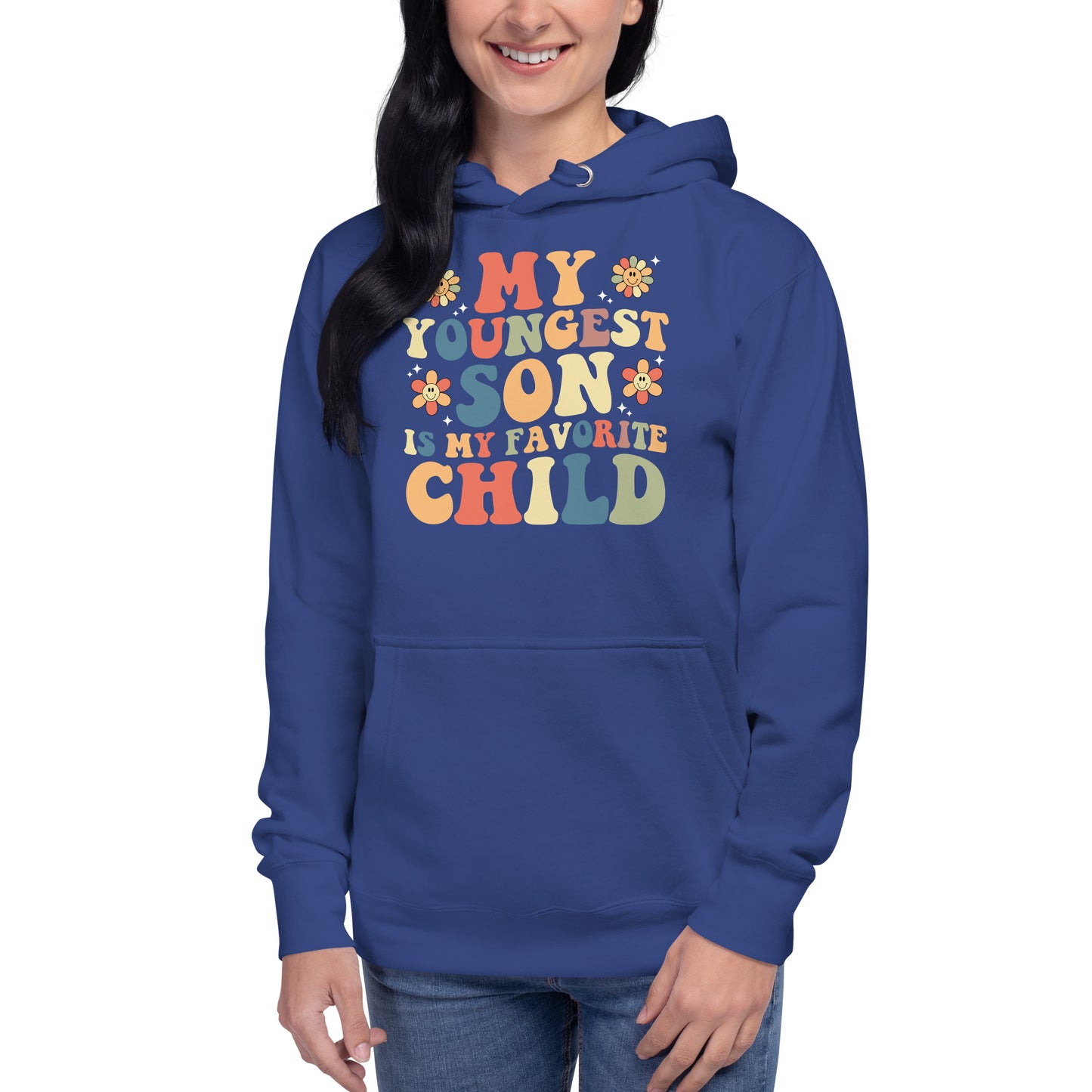 My Youngest Son Is My Favorite Child Funny Groovy Parent Hoodie