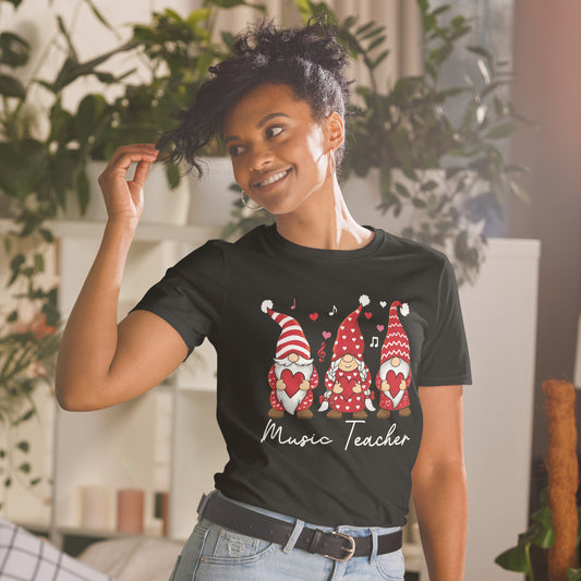 Funny Music Teacher Valentines Day Gnome Cool Music Lover T-shirt