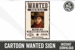 Cartoon Wanted Sign Poster