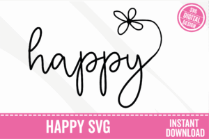 happy word with flower