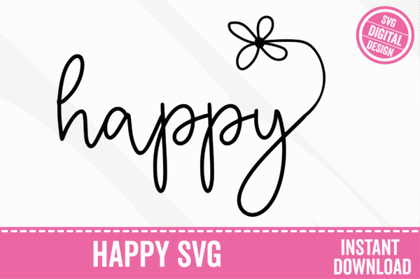 happy word with flower